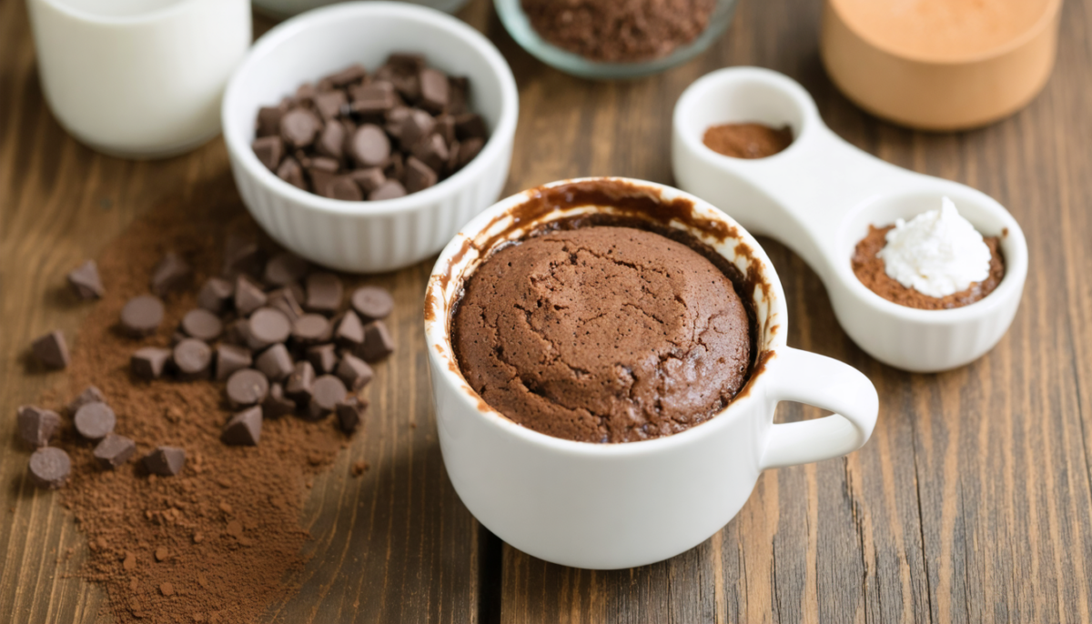 découvrez notre recette rapide et simple de mug cake au chocolat sain, parfait pour une gourmandise facile et pleine de saveurs, prête en quelques minutes.